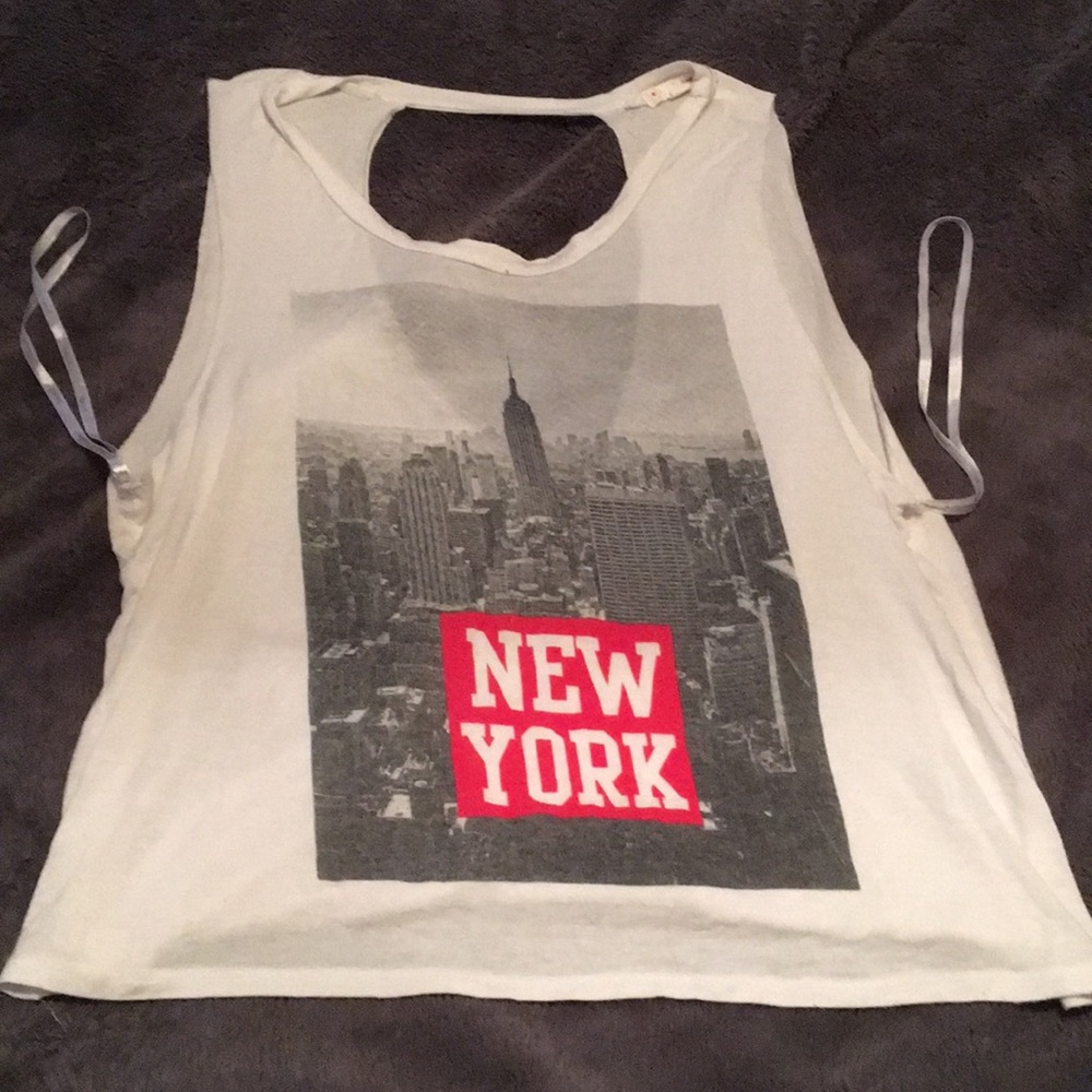 White new york tank top